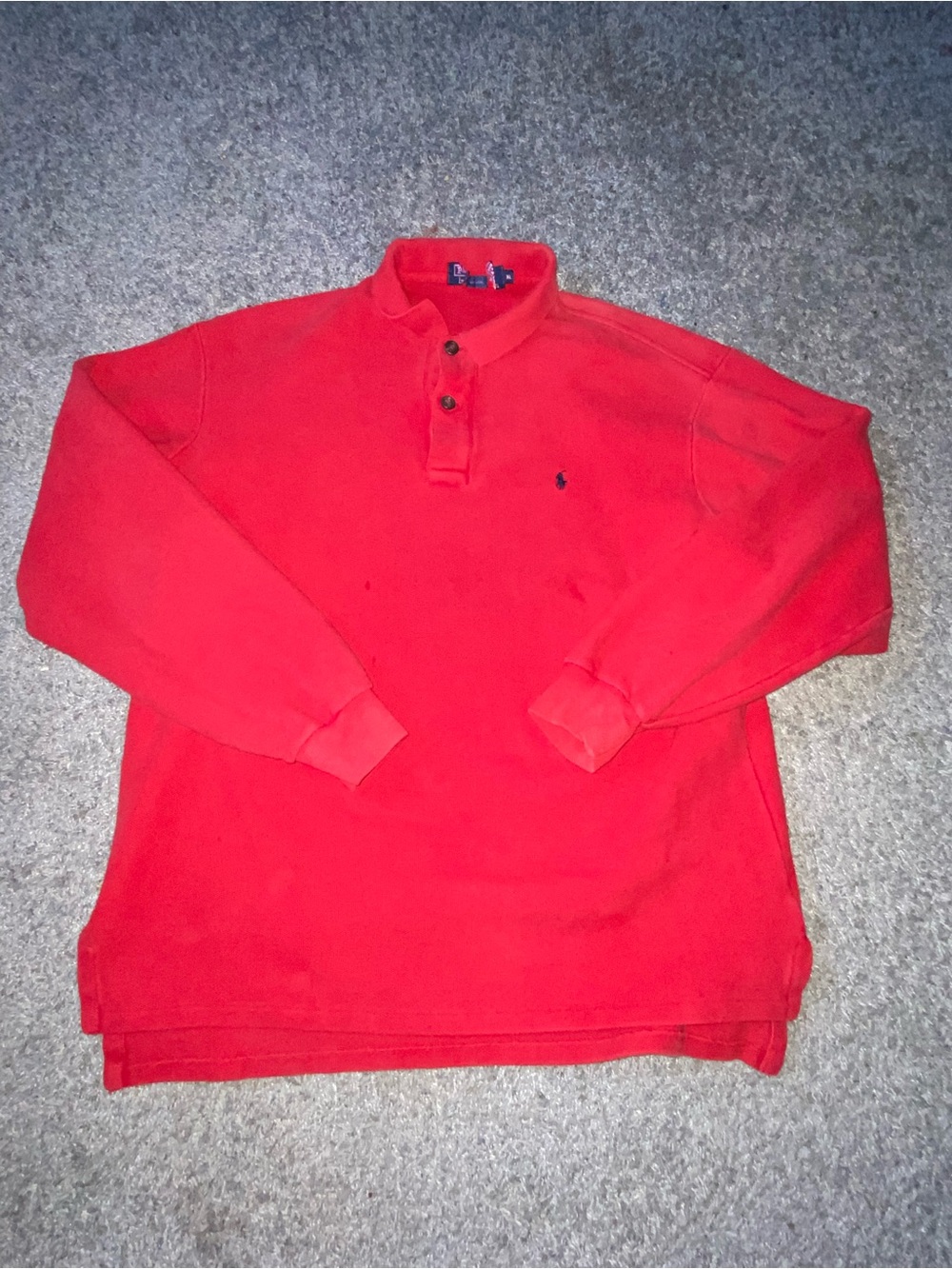 Vintage Polo Ralph Lauren Heavyweight Long Sleeve Polo Shirt Red Men XL